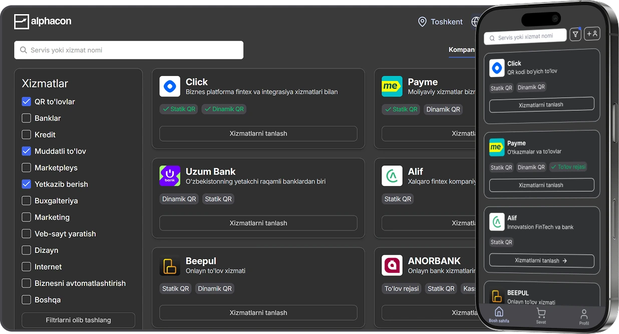 Mockups with alphacon interface